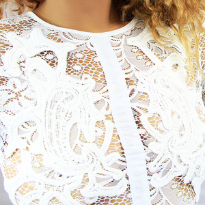 White Long Sleeve Lace Dress  - Thumbnail 2