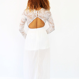 White Long Sleeve Lace Dress 