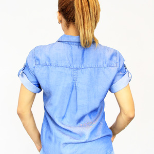 Tencel 3-Buttoned Rolled Sleeves Tunic - Dark