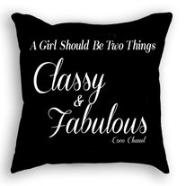 A Girl Should Be Two Things Classy & Fabulous Coco Chanel Decorative Throw Pillow