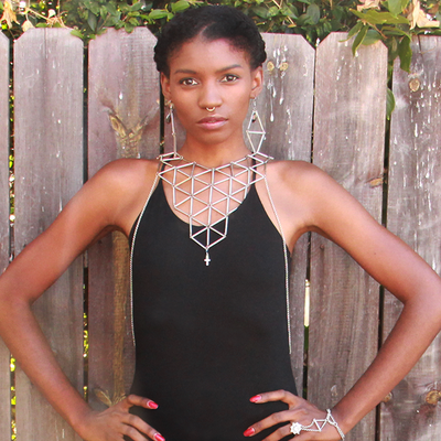 Hexahedron body chain - large scale silver