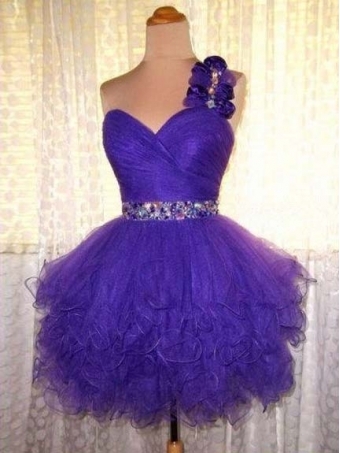 Cheap homecoming dress, one shoulder homecoming dress, purple prom dress, junior prom dress, party dress, PD15389