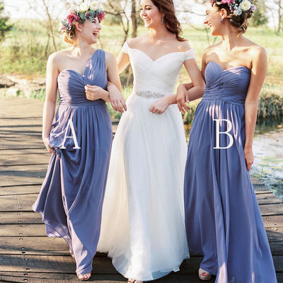 Long bridesmaid dress, mismatched bridesmaid dress, simple bridesmaid dress, chiffon bridesmaid dress, discount bridesmaid dress, pd15365 - Thumbnail 5