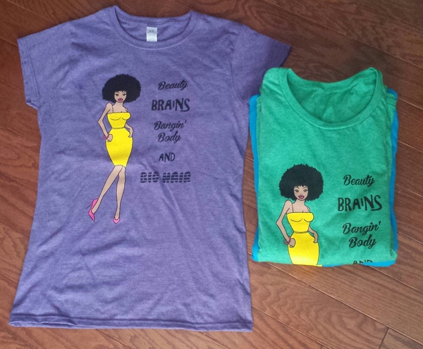 Green Beauty and Brains Natural Hair T-shirt