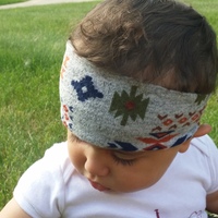 Reversible Geometric/Grey Headband - Thumbnail 4