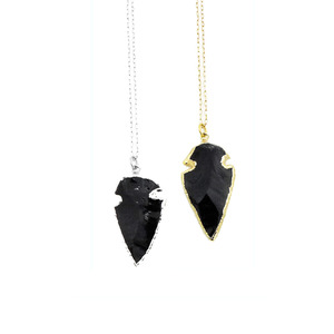 Black Obsidian Arrowhead Necklace - Thumbnail 1