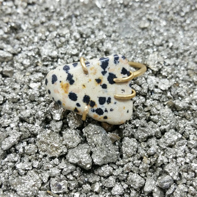 Dalmatian jasper brass ring size 8.5