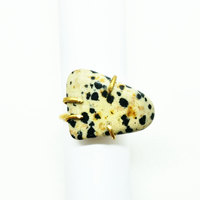 Dalmatian Jasper Brass Ring Size 8.5 - Thumbnail 1