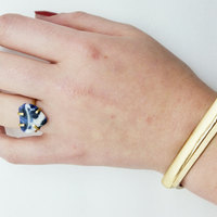 Sodalite Brass Hand Forged Ring size 7 - Thumbnail 1