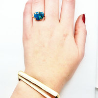 Chrysocolla Turquoise Hand Forged Brass Ring - Thumbnail 2