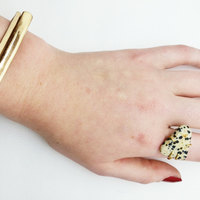 Dalmatian Jasper Brass Ring Size 8.5 - Thumbnail 3