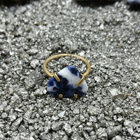 Sodalite Brass Hand Forged Ring size 7 - Thumbnail 3