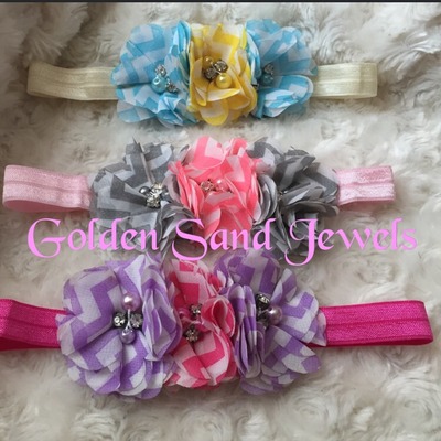 Chevron 3 flower headband - Thumbnail 5