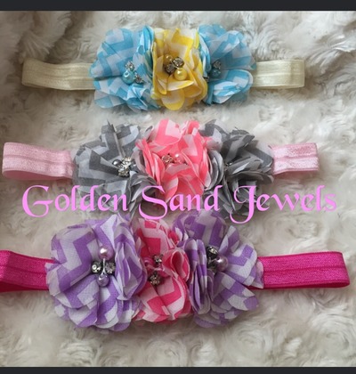 Chevron 3 flower headband