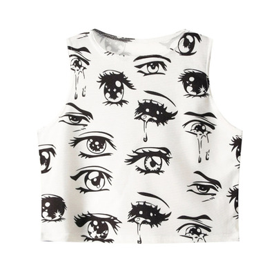 Free shipping-anime eyes crop top - Thumbnail 5