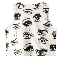 Free Shipping-ANIME EYES CROP TOP - Thumbnail 1