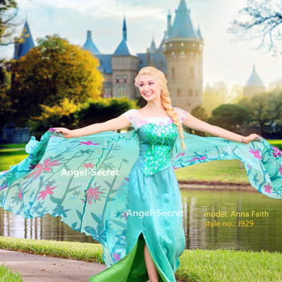 J929 frozen fever elsa green dress whole set