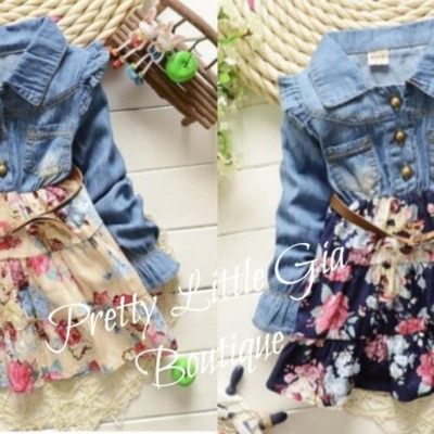 Fall floral denim dress