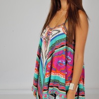 Bright Print Flowy Top - Thumbnail 2