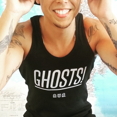Ghosts! ribbed tank - white, black & grey