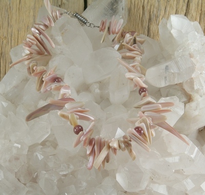 Pink Shell and Muscovite Necklace