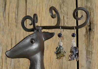 Bismuth and Blue Sapphire Earrings