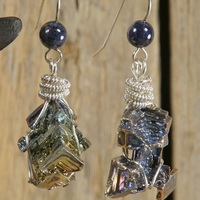 Bismuth and Blue Sapphire Earrings - Thumbnail 1