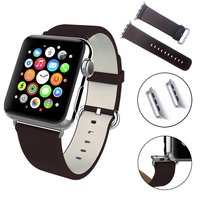 Apple Watch Band, Genuine Leather Strap Wrist Band Replacement with Adapter Metal Clasp for Apple Watch 38mm 42mm All models  - Thumbnail 4