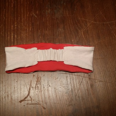 Reversible red/natural headband