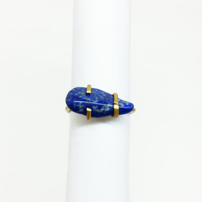 Lapis lazuli brass ring size 6.5