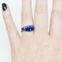 Lapis Lazuli Brass Ring Size 6.5 - Thumbnail 1