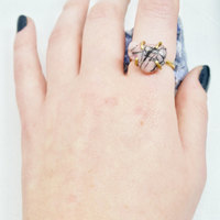 Rhodonite Brass Ring Size 7.5 - Thumbnail 2