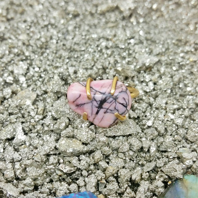 Rhodonite brass ring size 7.5
