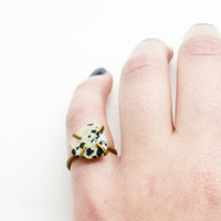 Dalmatian Jasper Brass Ring Size 5 - Thumbnail 2