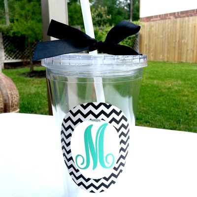 Chevron monogram tumbler