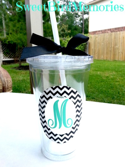 Chevron monogram tumbler