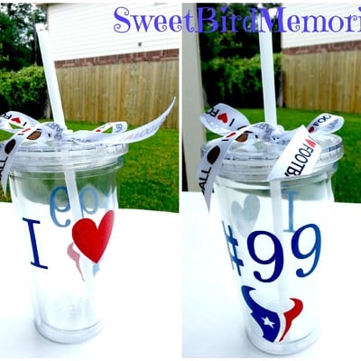I heart #99 texans tumbler