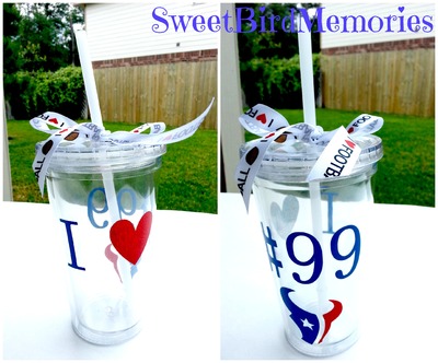 I heart #99 texans tumbler