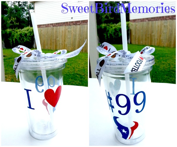 I heart #99 Texans Tumbler