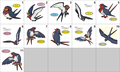 276, 277 Taillow, Swellow Pan Stickers Pokemon
