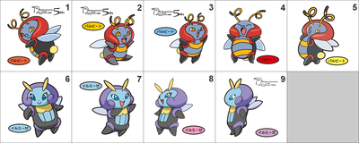 313, 314 Volbeat, Illumise Pan Stickers Pokemon