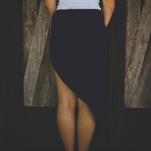 Navy Knotted Front Skirt - Thumbnail 3