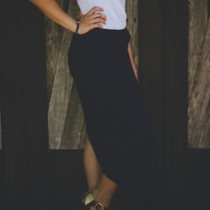 Navy Knotted Front Skirt