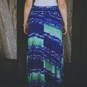 Blue & Teal Tie Dye Maxi Skirt - Thumbnail 2