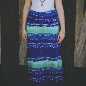 Blue & Teal Tie Dye Maxi Skirt
