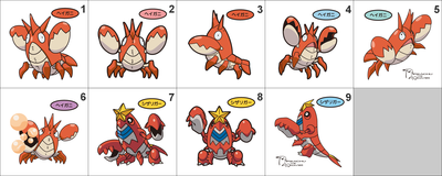 341, 342 Corphish, Crawdaunt Pan Stickers Pokemon
