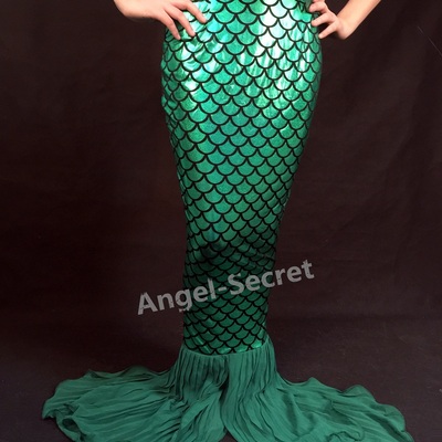 P335 green ariel mermaid skirt fish tail costume stretch walkable