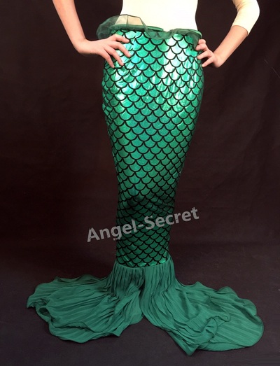 p335 Green ariel Mermaid Skirt Fish tail Costume STRETCH walkable