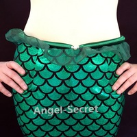 p335 Green ariel Mermaid Skirt Fish tail Costume STRETCH walkable - Thumbnail 1