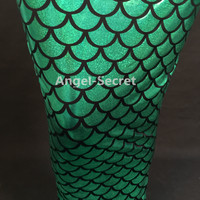 p335 Green ariel Mermaid Skirt Fish tail Costume STRETCH walkable - Thumbnail 4